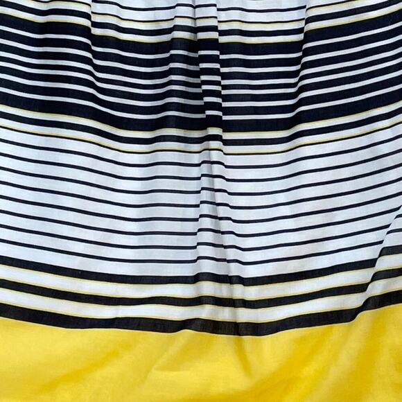 Talbots Cotton Navy, White, Yellow Stripe Sleeveless Full Dress, Size 10 - Picture 3 of 12